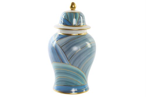 JR-190234 POTE CERAMICA 17X17X31 TAMPA AZUL