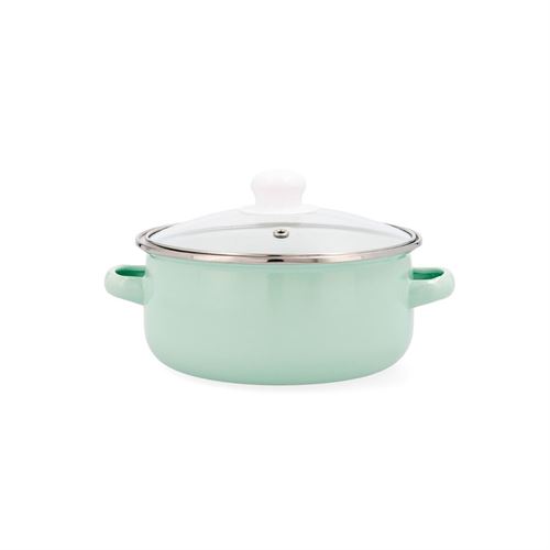 5424975 CAÇAROLA AÇO ESMALTE C/TAMPA VIDRO 18CM