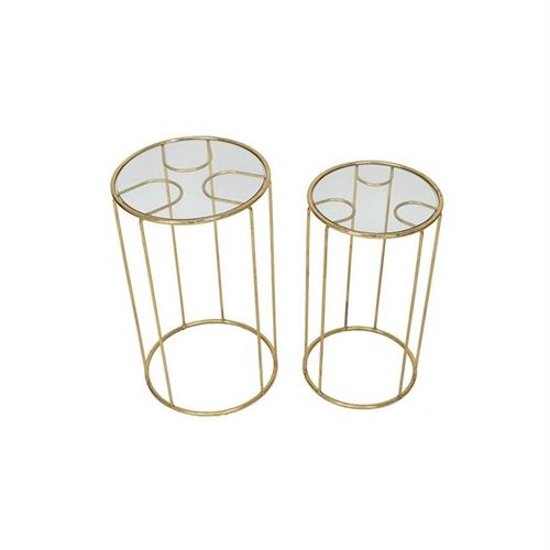 072530659 MESAS DE APOIO EM METAL DOURADO/2 33*33*56/28*28*51CM