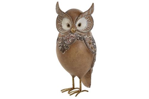 FD-215867 FIGURA RESINA 8X8X18 CORUJA CASTANHO