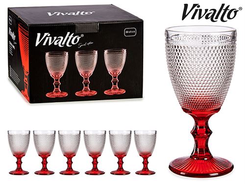 77096 CJ-6 COPOS VIDRO VINHO PONTOS PE VERMELHO (33CLX6