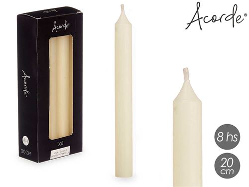 92410 CONJUNTO 8 VELAS BEJES 20CM 8HORAS