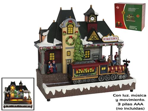 581646 ESTAÇAO TREM 25LED SOM MOVIMENTO 31CM