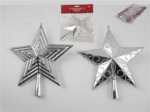 504782 PONTA ÁRVORE DE NATAL ESTRELA BRILHO PRATA 15CM