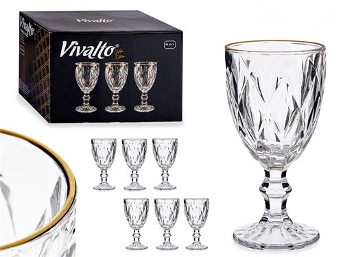 83513 COPO VINHO 330ML DIAMANTE FIO OURO 6UN