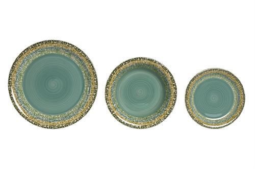 PC-212582 SERVIÇO SET 18 CERÂMICA 27X27X2CM VERDE