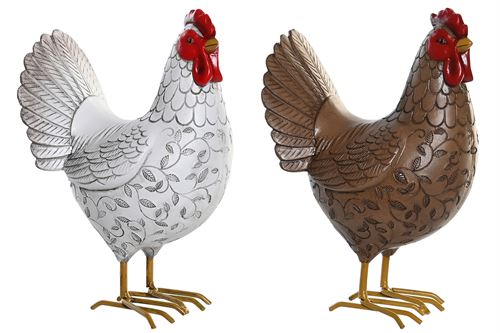 FD-205647 FIGURA RESINA GALINHA 2MOD 15,5X11X23,5CM
