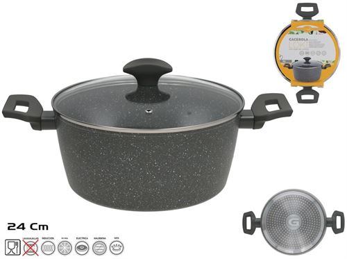 543260 PANELA DE ALUMÍNIO COM TAMPA DE VIDRO, 24CM