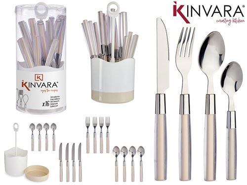 92343 TALHER AÇO INOX CABO PL BEJE SET 16PÇS