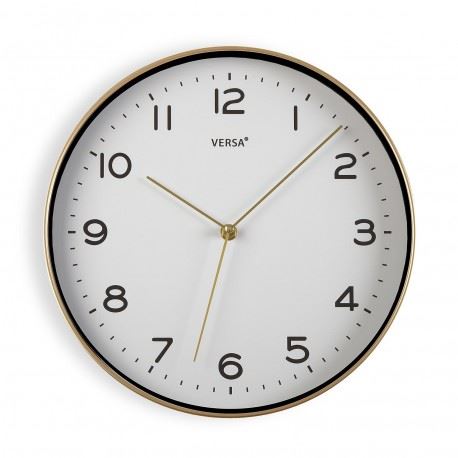 22050162 RELOGIO BRANCO MARCO DOURADO 30CM PAREDE