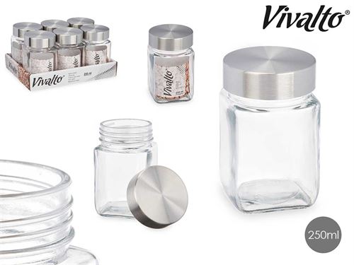 FRASCO QUADRADO VDR 250ML TAMPA INOX