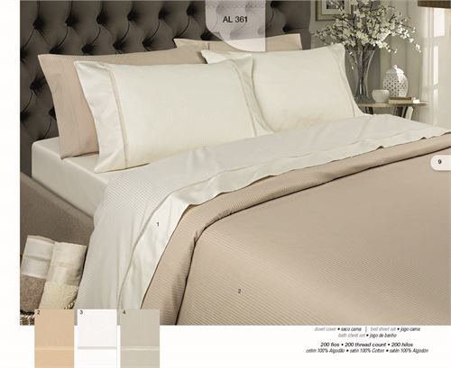 361 JOGO CAMA CETIM 100% ALGODAO 240X290 BEGE