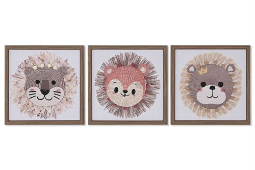 CU-214557 QUADRO TECIDO TELA R FIA 30X2,6X30CM ANIMAL 3 MOD.