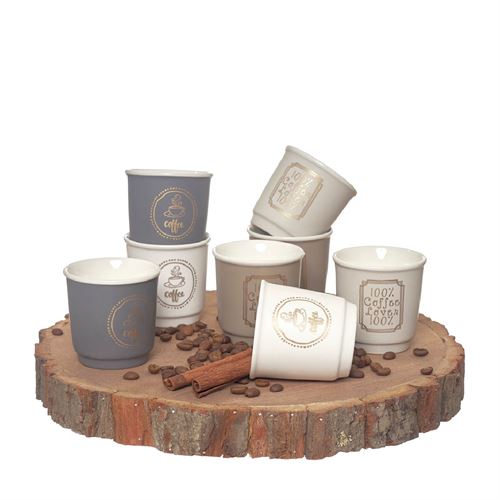 24413 CJ. 8 COPOS CAFÉ 90ML PORCELANA