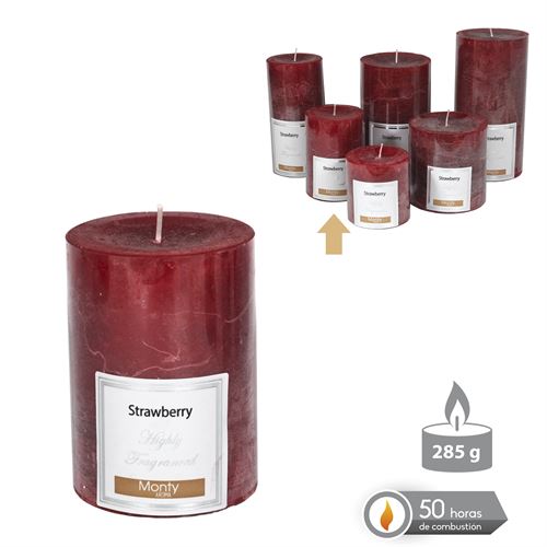 131024 VELA CILINDRICA PERFUMADA VERMELHO 9CM