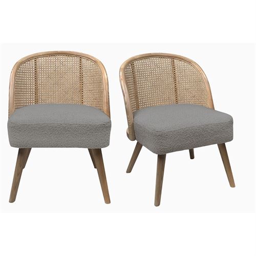 CADEIRA MADEIRA/RATTAN E POLIESTER CINZA 54X60X71CM