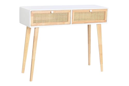 MB-204925 CONSOLA PAULOWNIA RATTAN 100X30X78CM BRANCO