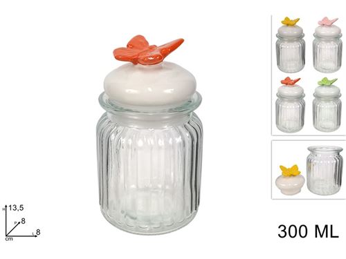 696293 FRASCO VIDRO TAMPA CERAMICA BORBOLETA