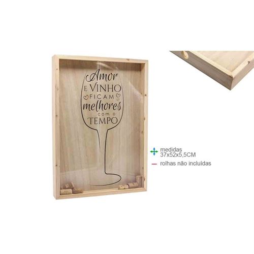 BD-74425 QUADRO ROLHAS MADEIRA/VIDRO 37x52x5.5cm