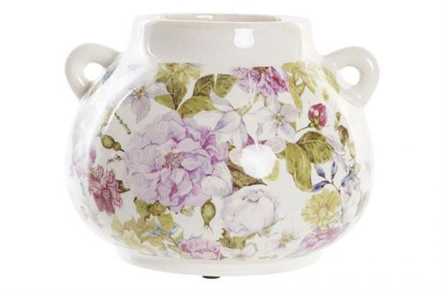 LD-192818 JARRO CERÂMICA 21X20X16 FLORES BRANCO