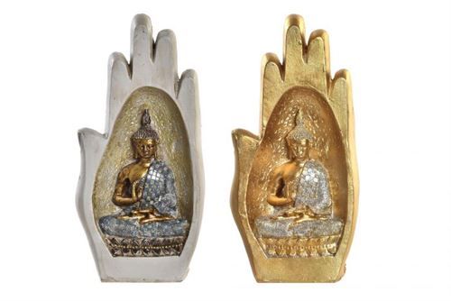 FD-195415 FIGURA RESINA 10X7,2X20,9 HAND BUDDHA 2 MOD