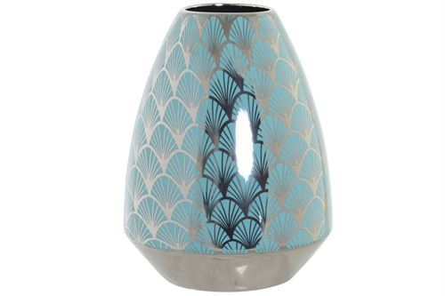 LD-182508 JARRA PORCELANA 18X18X24 CROMADO TURQUESA