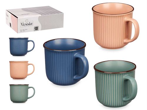 70474 CANECA CERAMICA 460ML RISCAS 3SORTIDAS 10,5 x 13,5 x 9,1 cm.
