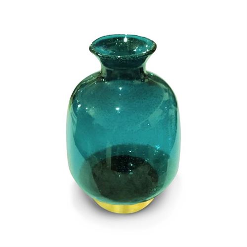 122825172 JARRA VIDRO AZUL C/OURO 15.5*15.5*28CM