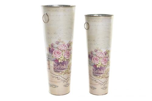 LD-194566 BENGALEIRO SET 2 METAL 19,5X19,5X51 LOVE ROSA