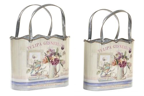 LD-194556 FLOREIRO SET 2 METAL 29X14X38,5 ROSA