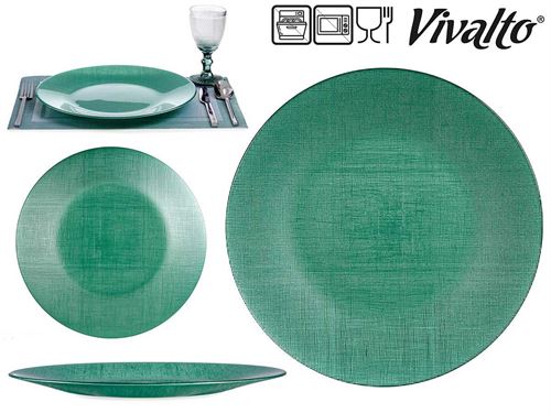 PRATO VIDRO 32CM VERDE MENTA