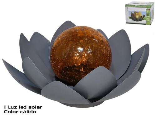 423593 FLOR DE LÓTUS COM BOLA SOLAR 1LED 25X25X11,5 CM