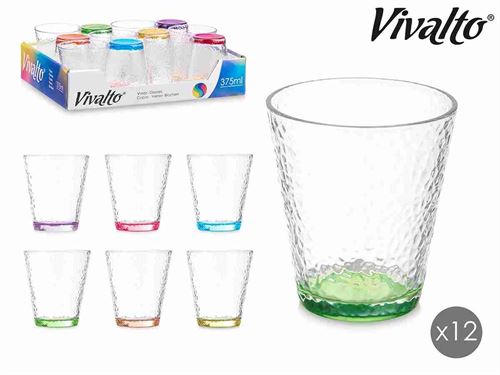 82272 CJ.12 COPOS VIDRO LAGRIMA TRANSPARENTE E CORES 375ML