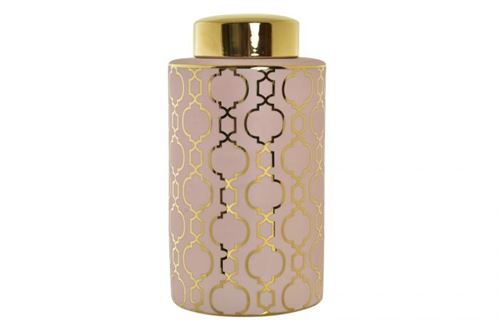 LD-194608 JARRON PORCELANA 17X17X32 CROMADO ROSA