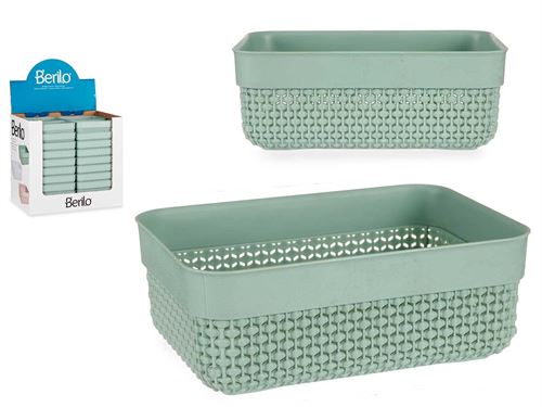 81659 CESTO PLASTICO MULTIUSOS RECTANGULAR VERDE MENTA