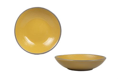 ASSIDO002 PRATO FUNDO 20CM BOLAS AMARELO GRES