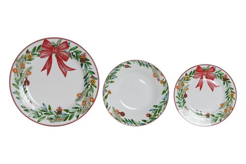 NV-207032 SERVIÇO CERAMICA 18PÇS NATAL VERDE 27X27X2