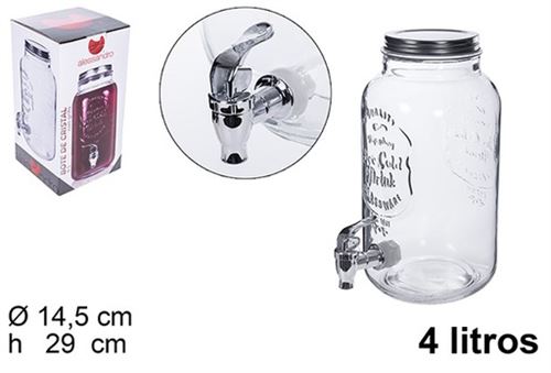 107945 FRASCO VIDRO DISPENSADOR BEBIDAS COM TORNEIRA 4L