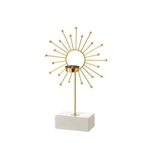 802821 CASTIÇAL. METAL-CERÂMICA OURO 18,40 X 8,40 X 29,10 CM