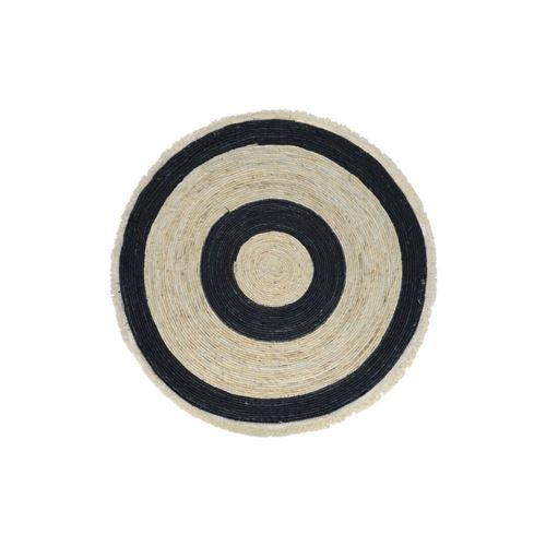 65312 TAPETE REDONDO NATURAL E PRETO 100CM