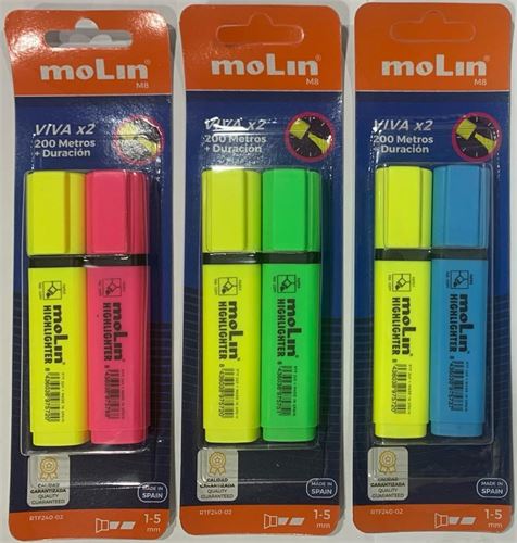 MOLIN BLISTER 2 MARCADORES FLUORESCENTES