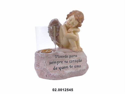 02.0012545 MARFINITE -ANJO C/DIZERES COR ROSA/OURO 21X17X24CM