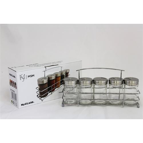 23052 FRASCOS P/ESPECIARIAS (SET5) C/SUPORTE