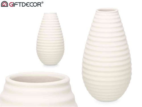 80116 JARRA CERAMICA RISCAS 40CM