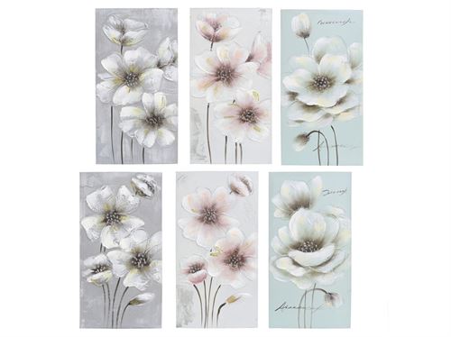 QUADRO FLORES 30X60X3CM 6SORT