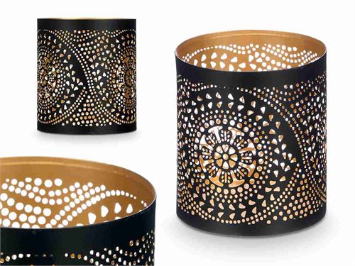 59664 SUPORTE VELA PRETO DOURADO MANDALA