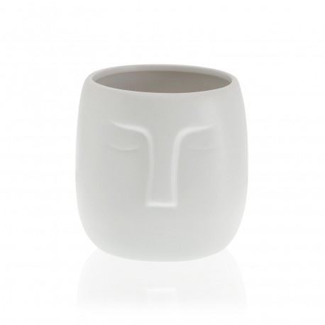 VASO CERAMICA TIKI BRANCO 13X13CM