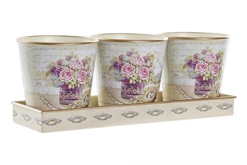 LD-194569 FLOREIRO SET 3 PVC 38X12X14 LOVE ROSA
