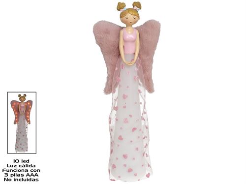 BONECA ANJO 10LED ROSA 22X14X54CM