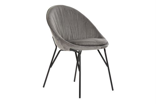 MB-184929 CADEIRA VELUDO METAL 60X60X87 CINZA CLARO